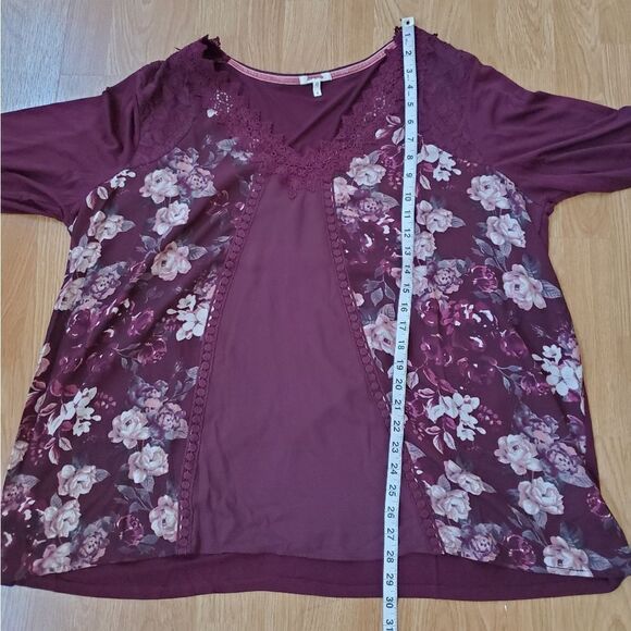 NEW! Marucies Crochet & Lace Floral Long Sleeve Blouse - size 4X in Purple - Picture 9 of 12